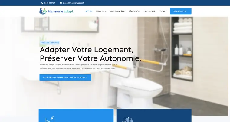 Capture d’écran du site internet réalisé pour Harmony Adapt