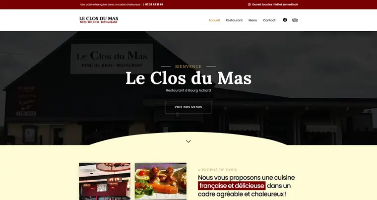 Capture d’écran du site vitrine réalisé pour Le Clos du Mas