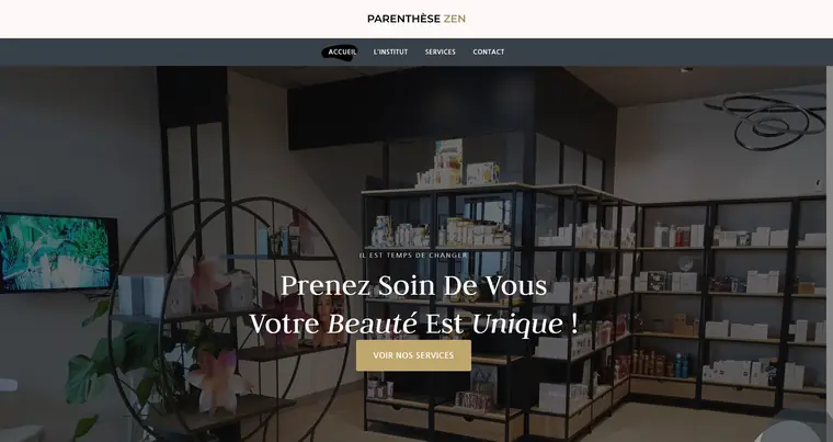 Capture d’écran du site vitrine réalisé pour Parenthèse Zen