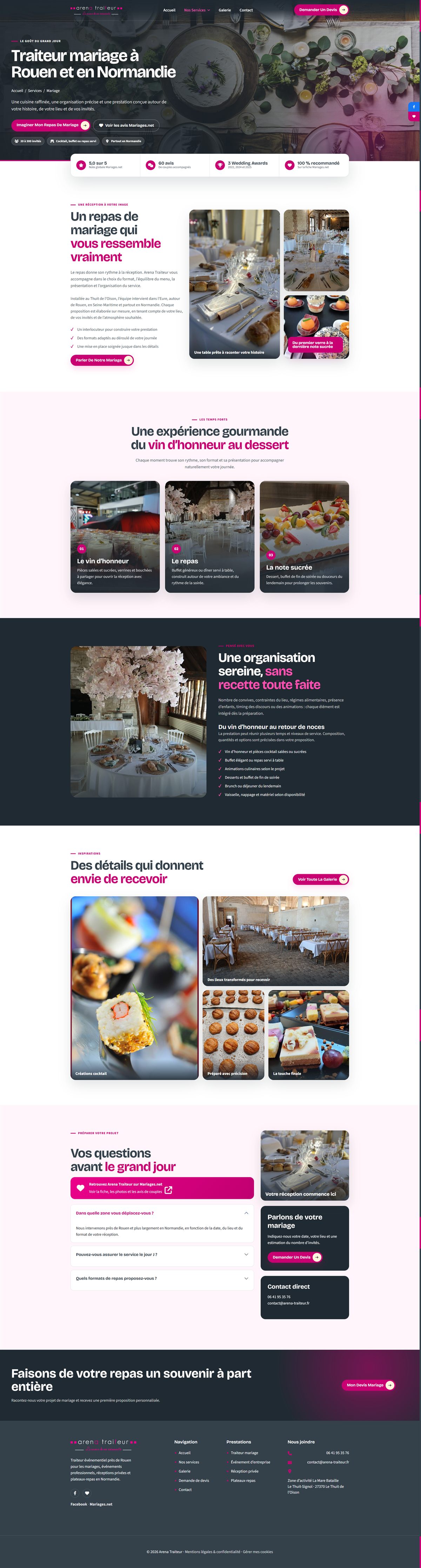 Aperçu complet de la page Traiteur mariage Arena Traiteur