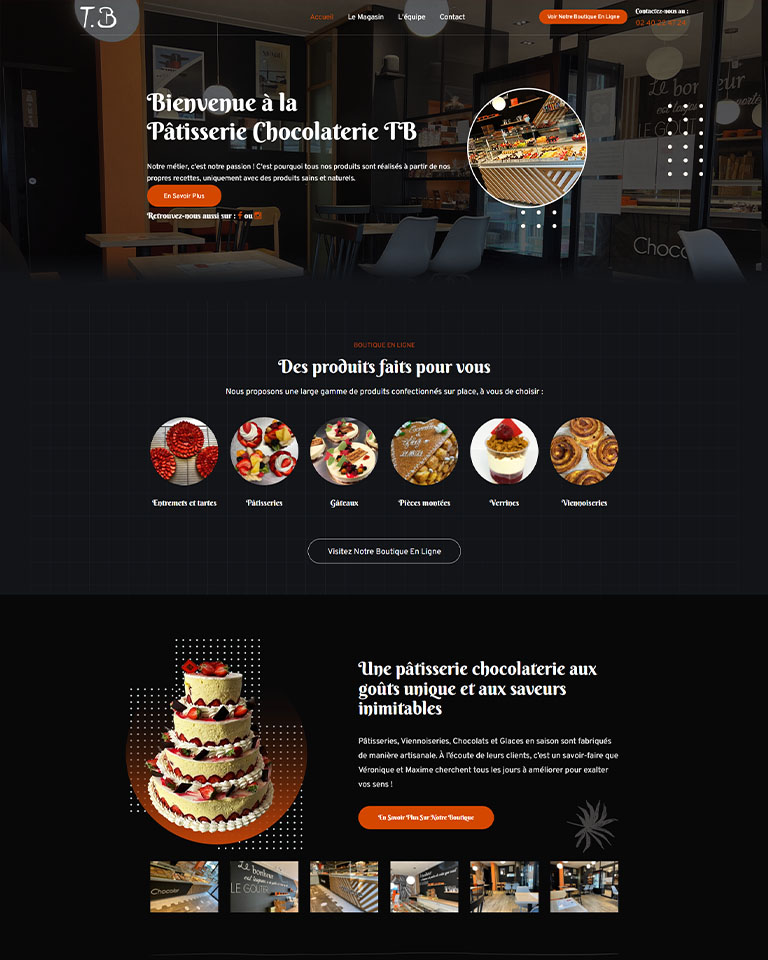 Site Pâtisserie Chocolaterie TB réalisé par Maxima Design