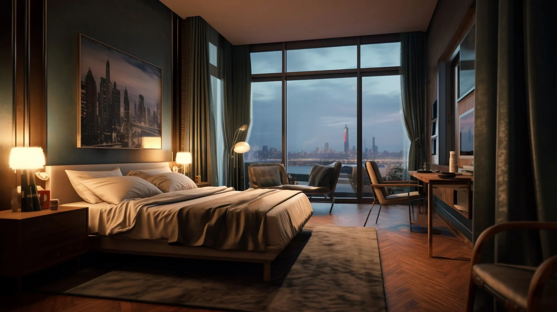 Chambre d'hôtel confortable, illustration d'un site internet pour hôtel ou gîte